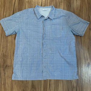 Columbia PFG Mens Button-Front Fishing Shirt Blue